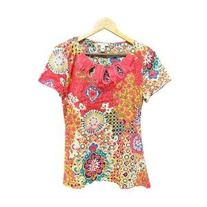 J. Crew colorful blouse with cutout design size 8 medium tunic length